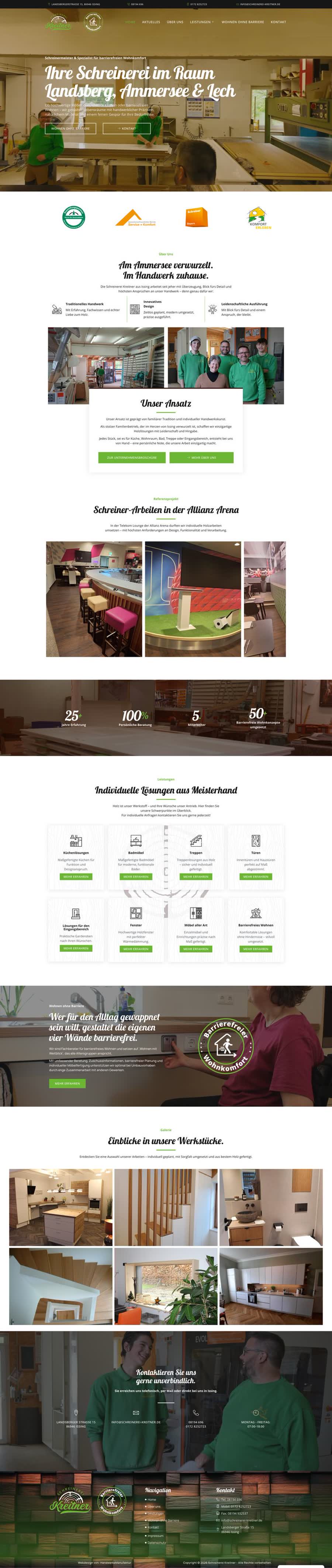 Schreinerei Kreitner Website